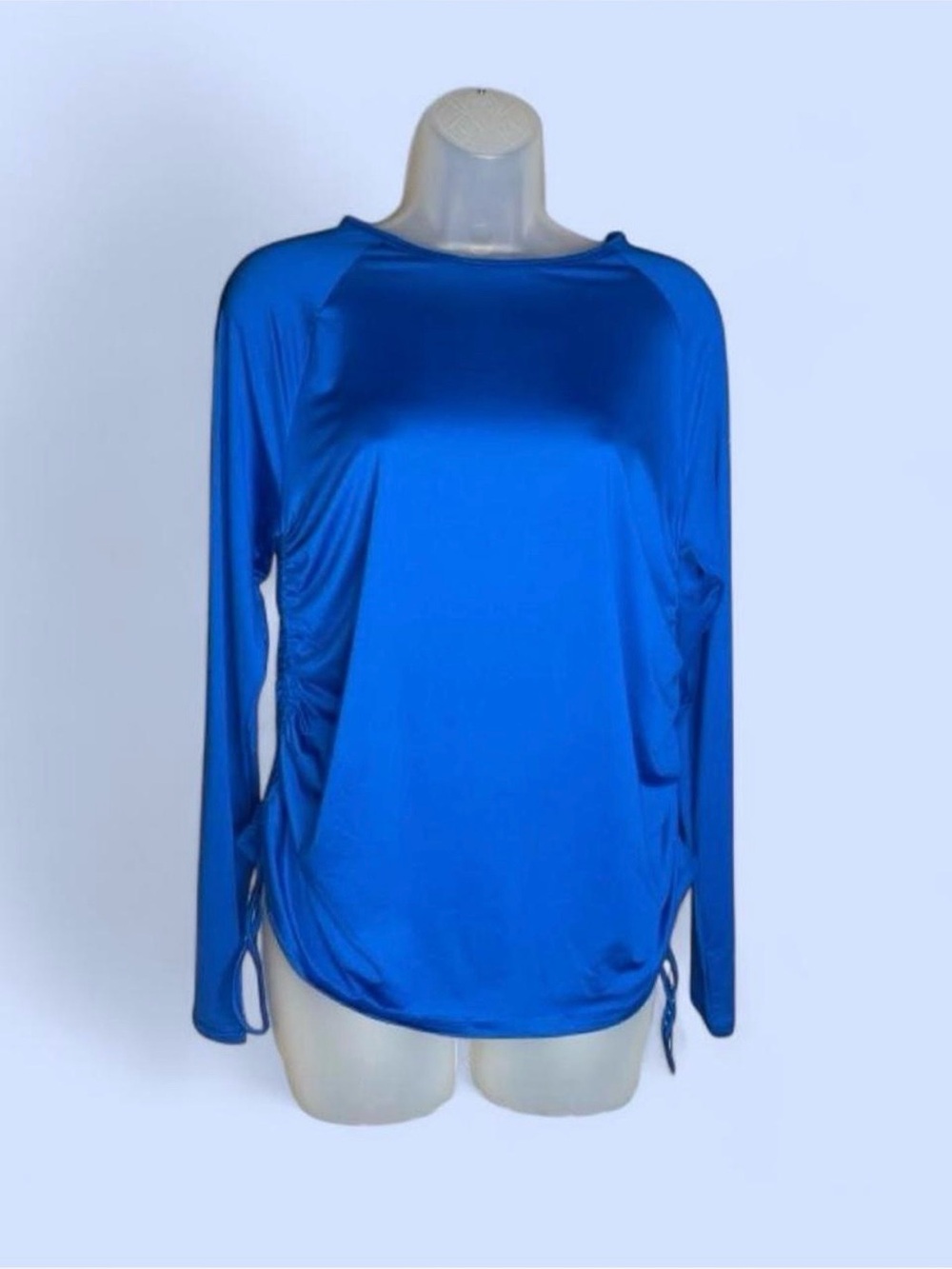 New Under Armour Women's Blue Long Sleeve Ruched Side Athletic Top M